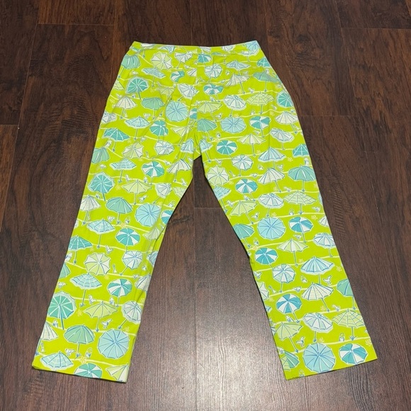 Lilly Pulitzer High Waist Cropped Pants whimsical ducks & umbrella prints size 8 - Picture 9 of 15